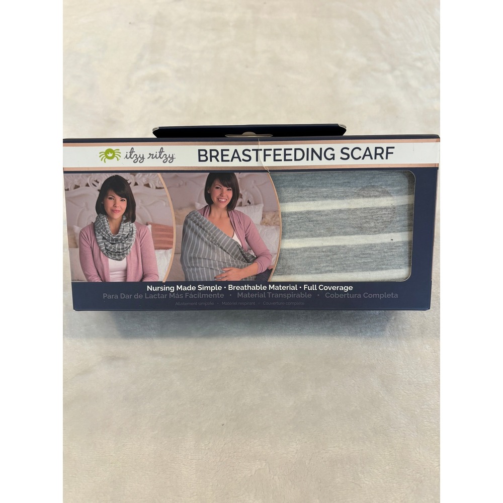 Itzy Ritzy Breastfeeding Scarf Striped Heather Grey Ivory Nursing Cover IBFS8371